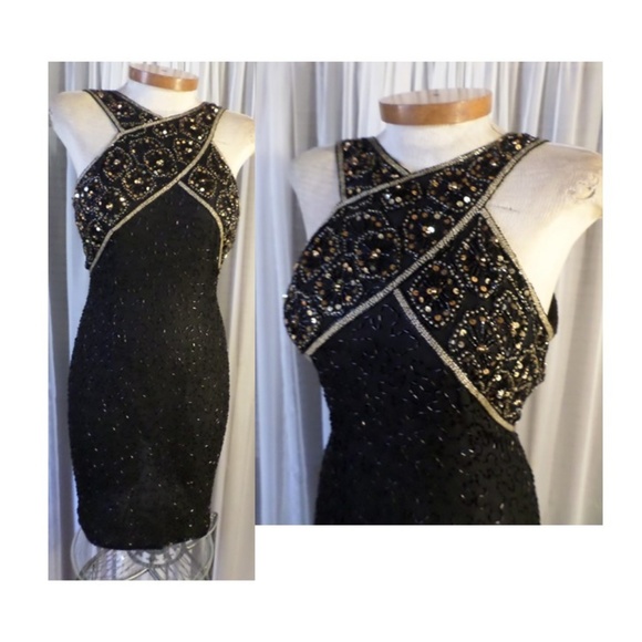 NWT Stenay Silk Cocktail Dress Size 6 Gold Black S - Picture 3 of 8